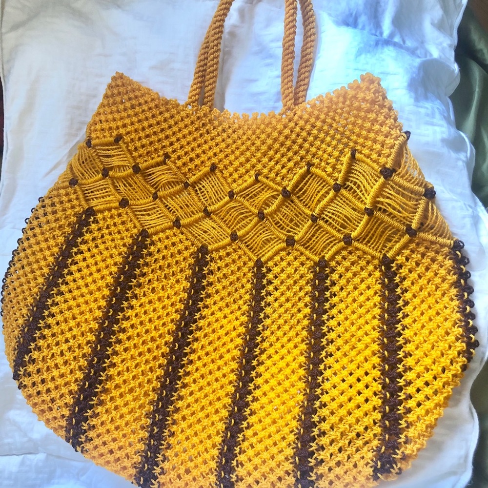 Glory Handmade TOTE handbag Yellow and purple